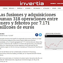 Las fusiones y adquisiciones suman 318 operaciones entre enero y febrero por 7.171 millones de euros